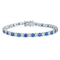 Tennis bracelet with 4-6mm round blue and white cubic zirconia in silver-plated setting - Blue And White Diamond Platinum 4mm / 18inch Necklace (Approx 45cm)