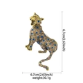Golden leopard brooch with amber rhinestones and blue crystals, size 6.7x6.7cm - Amber Blue Stone Leopard (XD824477)