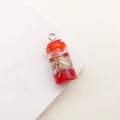 Miniature glass bottle charm with red lid, seashell and liquid inside for jewelry making - 1pc Red Conch Drifting Bottle (10x24mm)