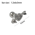 Silver stainless steel heart arrow tragus piercing stud with clear cubic zirconia - Steel Color--Style 6 (Heart with Arrow)
