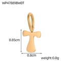 Detailed size and weight metrics for gold stainless steel letter T charm pendant - Letter-T / Gold