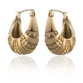 Lava heart gold metal earrings with unique granular relief and mirror polish finish - Gold XLEH012 (Mirror Grains)