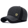 Heren baseballpet voor de winter in donkergrijs met oorbescherming en metalen embleem - 56-61CM Verstelbaar / Grijs