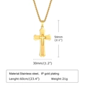 Technische Maße für goldene doppellagige Edelstahl Kreuz Anhänger Halskette - Nur Anhänger / Gold