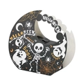 Black Halloween paper gift box with orange moon and white skeleton illustrations - Black
