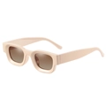 Gafas de sol cuadradas beige crema con lentes degradadas marrones y montura retro gruesa - Degradado Beige Lente Té Polarizado
