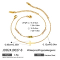 Detailed view of 18K gold-plated stainless steel cross and green gemstone bracelets - Green Rectangular Zircon Style (JDB2410027-8)