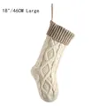 Calza natalizia in maglia avorio da 18 pollici con risvolto grigio e trama a rombi - 18 Pollici / 46CM Grande / Avorio e Lino