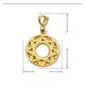Detailed dimension guide for a golden stainless steel round hollow pendant, 24mm by 15mm - YF226x3 / Gold