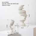 Modern white resin abstract sculptures in two sizes for Nordic home decor - Artistic Portrait Textured White Set - Combination A