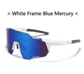 Sports sunglasses with white frame and blue mirrored lenses for cycling and running - White Frame Blue Mirrored Lens