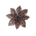Detail of reddish-brown glitter hollow artificial Christmas flower for tree decoration - Coffee