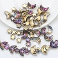 Detailed view of iridescent star and moon glass beads for DIY jewelry making - Half Gold Inner Multicolor