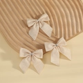 Three-piece set of beige faux linen decorative bows with central silver metal ring clips - 7*7.5cm / Cream White (Style 14)