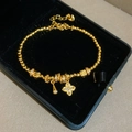 Macro di bracciale a sfere placcato oro 24K con quadrifoglio di zirconi in cofanetto - Oro (Placcato Oro Vero)