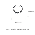 Detailansicht des schwarzen Leder-Chokers mit Titanstahl-Sternen und Abmessungen - Schwarz Weiß Stern Patchwork Leder Choker X4247
