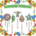 DIY 5D diamond painting sun and bird pendants with colorful crystal bead accents - DZ-21 Nature Symbols (Sun/Leaf/Bird etc.)