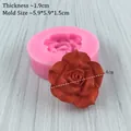Detail view of pink rose silicone mold with finished 4cm flower resin product - 3181 Rose / Pink