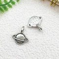 Antique silver Saturn planet charms in alloy for DIY jewelry making and craft bracelets - Round Satellite Space Earth (11x13mm)