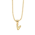 Minimalist gold-plated bead chain necklace featuring a polished letter V pendant - Letter V