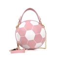 Chic pink and white soccer ball shaped handbag with gold chain strap for women - Soccer Pink