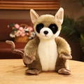 Plüschtier Lemur Kuscheltier mit großen Augen und flauschigem braunem Fell auf Holz - Lemur-Stil / 25cm (0.18kg)