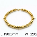 Golden stainless steel bead bracelet 190mm length with 6mm beads and lobster clasp - Style B 6mm (KLJ6679-Z)