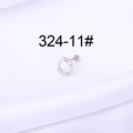 16G silver stainless steel cartilage stud earring with clear crystal stone, style 324-11# - Round Style (324-11#)