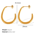 Golden geometric hollow stainless steel earrings, size 35.3mm x 29mm, weight 6.9g per pair - Gold