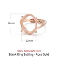 Rose gold S925 sterling silver ring mount with 12x14mm oval claw setting - Stone Size 12*14mm / Rose Gold