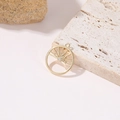 Detailed view of a gold sunburst zircon pendant on a natural stone background - N-0461 (Circle Starburst)