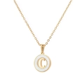 Collar dorado con colgante de letra C e incrustación de nácar en cadena fina de oro - Letra C