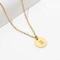 18k gold plated stainless steel necklace with round pearl and letter S pendant - Gold S