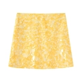 Fashionable bright yellow sequin A-line mini skirt with a sparkling textured finish - S / Yellow