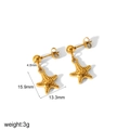 Detailed view of 18k gold starfish drop earrings with precise dimensions and weights - Starfish Ball Hoop Earrings (TE6897-SHX)