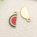 Wassermelonen-Anhänger aus Legierung mit Emaille und Gold-Finish für DIY-Schmuck - 1 Stk. Rote Wassermelone