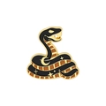 Eleganter Emaille-Schlangen-Anstecknadel in Schwarz und Gold mit mystischem Mond- und Sternmuster - Schwarz-goldene Stern-Mond-Schlange