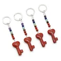Set di 4 ciondoli a chiave a cuore in diaspro rosso con perle colorate in pietra naturale - Diaspro Rosso