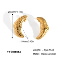 Detailed size specifications of gold croissant earrings in stainless steel, 28.3mm height - Crescent Shape (YYE025053)