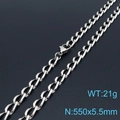 Silberne Edelstahl-Panzerkette für Damen mit 550x5,5mm Abmessungen und 21g Gewicht - Silberne Halskette (KN197697-Z)