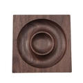 Square walnut wood jewelry display tray with double circular grooves and natural wood grain - Black Walnut / Walnut Square (10x10x2cm)
