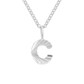 Minimalist silver-colored letter C pendant necklace in polished stainless steel finish - Letter C / Steel Color