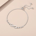 Adjustable 925 sterling silver infinity bracelet with pavé stones on a box chain - SY108 White Gold Infinity Rhinestone (Bracelet) / 925 Silver