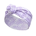 Weiches lila Stirnband mit Blumendruck und 3D-Knoten aus Samt für Baby Mädchen - Lila Blatt