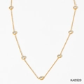 Collier fin plaqué or avec pierres claires serties clos circulaires sur chaîne fine - Or avec Zirconium Blanc