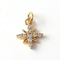 Pendente a stella dorato con intarsio in zircone e anello per creazione gioielli fai-da-te - 04-Stella Semplice