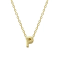 Detailed close-up of a 925 sterling silver gold-plated letter P pendant on a thin chain - Letter P / Gold