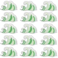 Set of 15 green ocean wave embroidered iron-on patches for clothes decoration - Sea Wave Embroidery Patch Green-Yellow Series Set