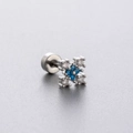Orecchino a fiore in argento con zirconi blu e trasparenti su sfondo grigio testurizzato - Stile Fiocco di Neve Pietra Blu Trasparente (A107-5#)