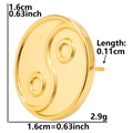 Macro shot of 1.6cm golden 304 stainless steel stud earring with Yin Yang symbol pattern - D111-Tai Chi / Gold
